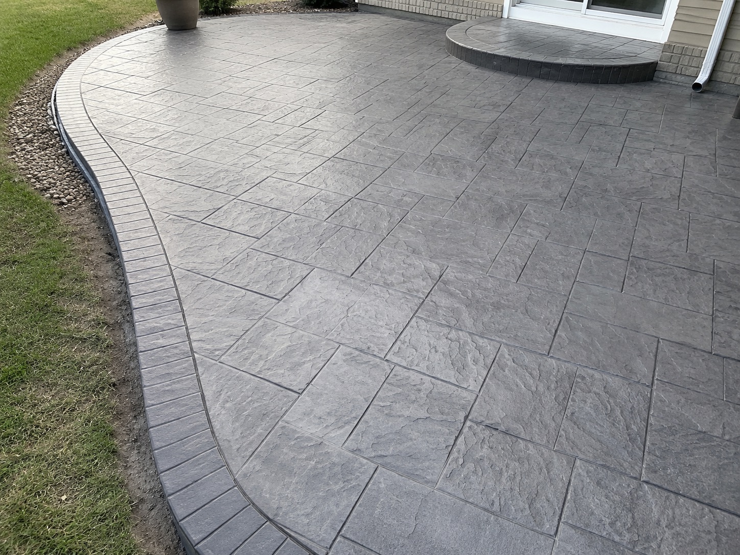 A finished residential concrete patio