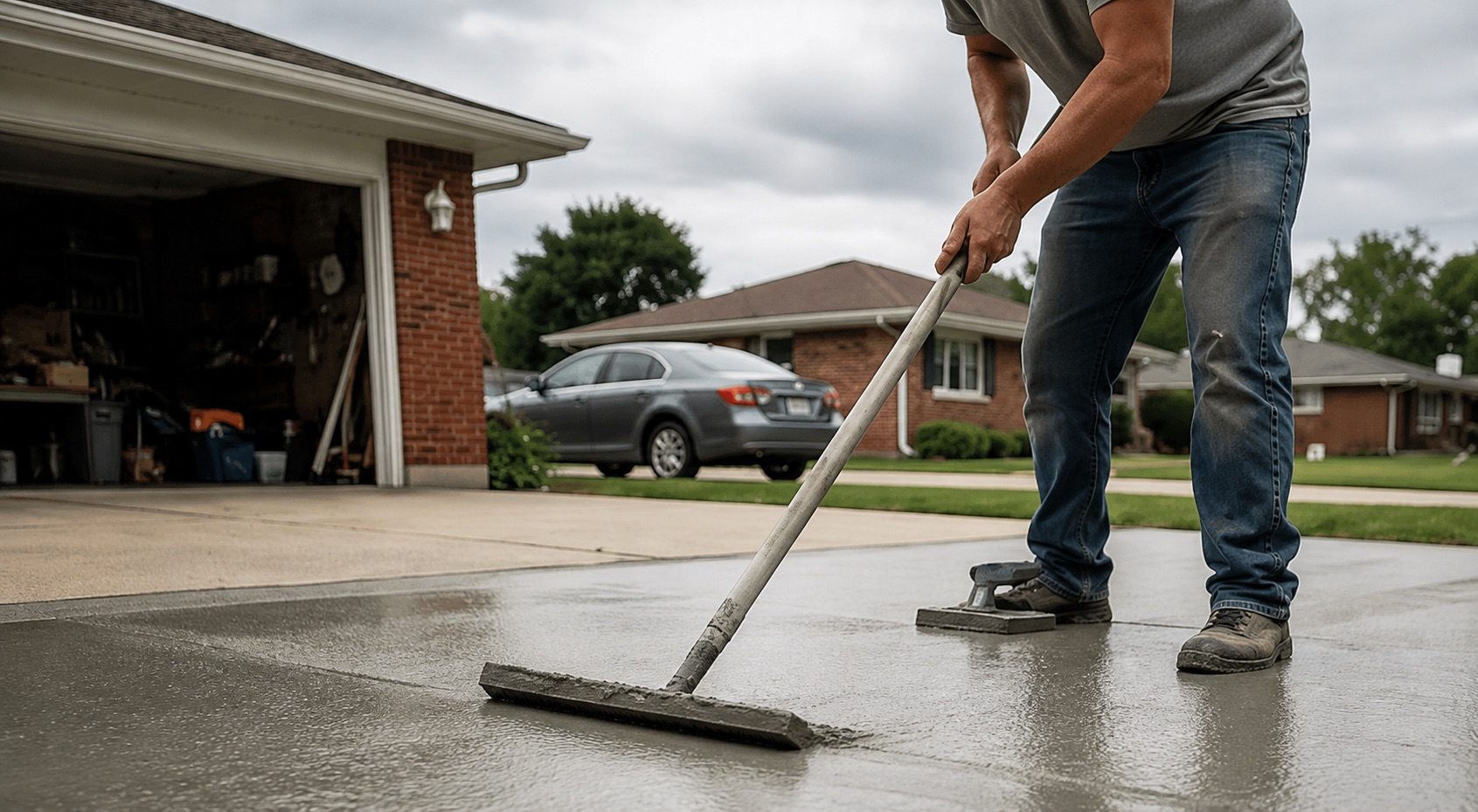Imprinting a stone-look pattern into fresh concrete